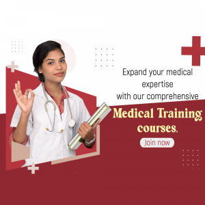 Female doctor promoting medical training courses