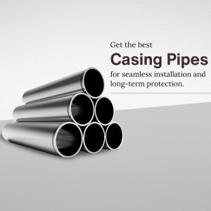Stack of stainless steel casing pipes for construction and plumbing