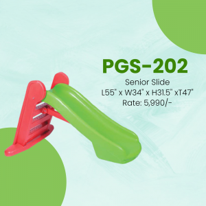 Red and green plastic slide for seniors