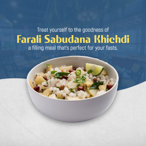 Bowl of Farali Sabudana Khichdi with lime and herbs