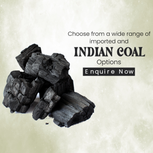 Pile of Indian coal with text promoting options and enquiry