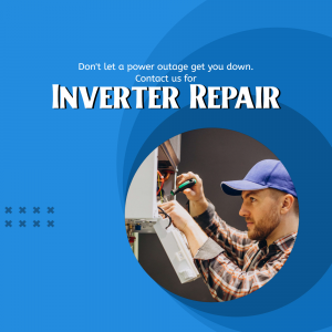 Electrician repairing an inverter during a power outage