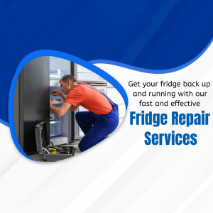 Technician repairing a refrigerator