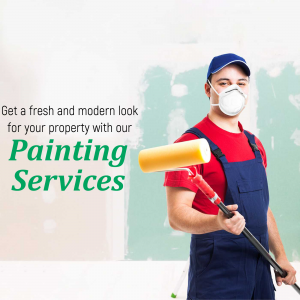 Painter with roller promoting painting services