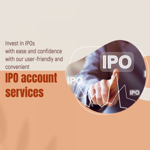 Person pointing at IPO graph with text promoting IPO account services
