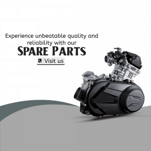 Image of a motorcycle engine with text promoting spare parts