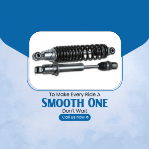 Image of a motorcycle shock absorber with text promoting smooth rides.