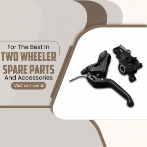 Image of motorcycle spare parts, specifically brake levers and master cylinder.