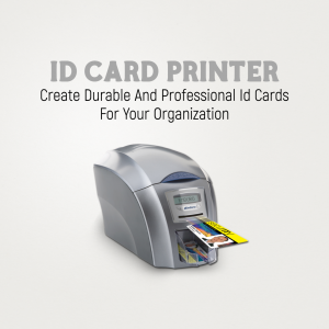Silver ID card printer with printed cards