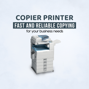 Image of a white copier printer with text 'Copier Printer Fast and Reliable Copying'