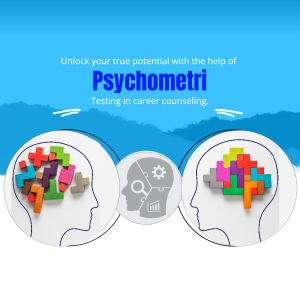 Image depicting psychometric testing and career counseling with brain imagery and puzzle pieces.