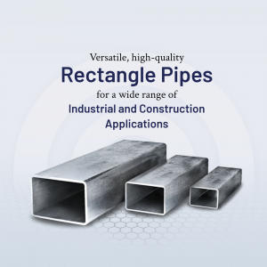 Image of three rectangular steel pipes of varying sizes against a blue and grey background with text promoting their versatility.