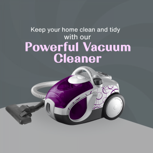 Purple and silver vacuum cleaner on a gray surface