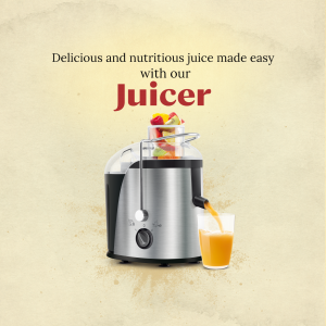 Silver juicer with fresh juice being poured into a glass