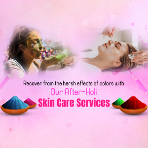 Women receiving skincare treatment after Holi festival