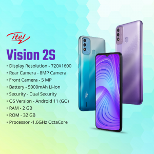 itel Vision 2S smartphone with specifications