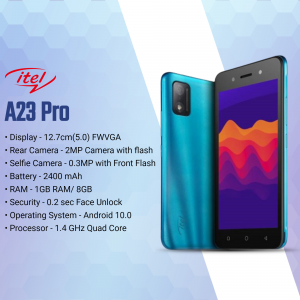 itel A23 Pro mobile phone with specifications
