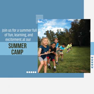 Children playing tug-of-war at summer camp