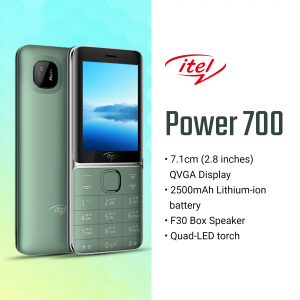 itel Power 700 green feature phone with specifications