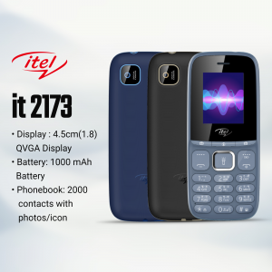 Itel it2173 mobile phone, a basic feature phone with a 4.5cm display.