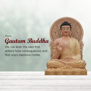 A serene image of a golden Buddha statue in a meditative pose.