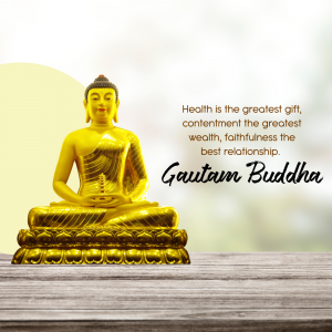 Golden Buddha statue with a quote about health and relationships