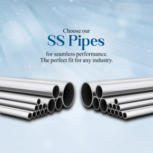 Stainless steel pipes arranged in a visually appealing manner with text promoting seamless performance.