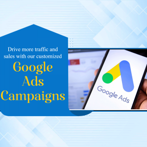 Image showcasing Google Ads with a hand holding a phone displaying the Google Ads app.