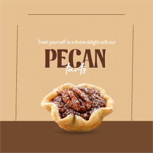 Close-up of a delicious pecan tart on a brown background