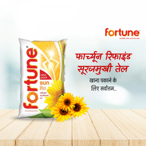 Fortune Refined Sunflower Oil Pouch with Sunflowers