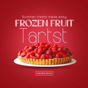A delicious frozen fruit tart with raspberries and strawberries on a white plate.