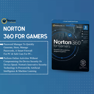 Norton 360 for Gamers software package with a 3-year subscription offer.