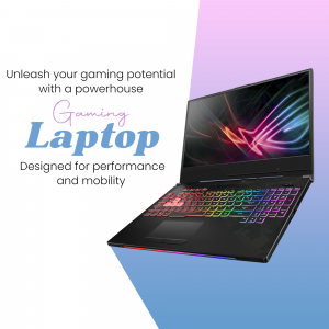 ASUS ROG Gaming Laptop with RGB lighting and vibrant color gradient background