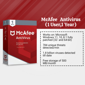 McAfee Antivirus software box with product details