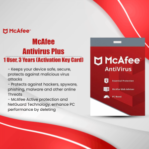 McAfee Antivirus Plus activation card for 1 user, 3 years