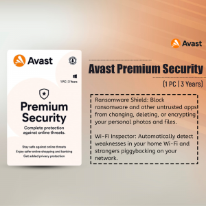 Avast Premium Security software package for 1 PC, 3 years subscription