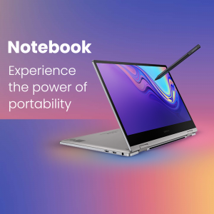Dell XPS 2-in-1 laptop with stylus pen on a colorful gradient background