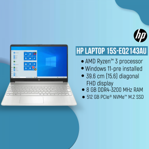 HP Laptop 15s-eq2143au with AMD Ryzen 3 processor and Windows 11