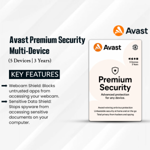 Avast Premium Security software package for 5 devices for 3 years