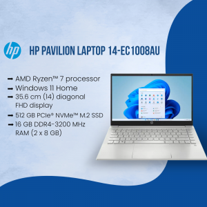 HP Pavilion Laptop 14-ec1008au with Ryzen 7 processor and Windows 11