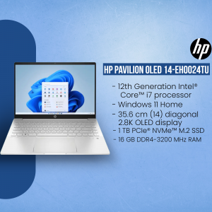 HP Pavilion OLED 14-EH0024TU laptop with Intel Core i7 processor and OLED display