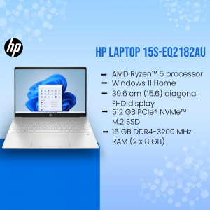 HP Laptop 15s-eq2182au with AMD Ryzen 5 processor and Windows 11 Home