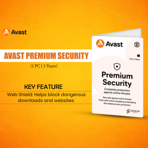 Avast Premium Security key card for 1 PC, 3 years subscription