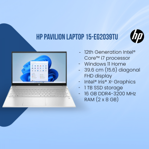 HP Pavilion Laptop 15-EG2039TU with specifications