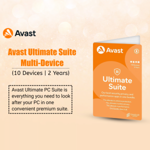 Avast Ultimate Suite packaging for 10 devices, 2 years of protection