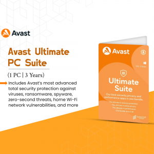 Avast Ultimate PC Suite packaging for 1 PC, 3-year subscription