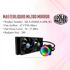 Cooler Master MasterLiquid ML280 Mirror Liquid CPU Cooler with RGB Lighting