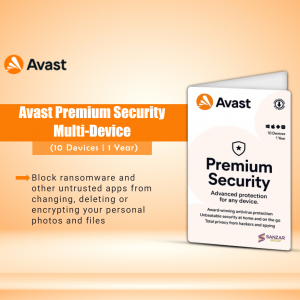 Avast Premium Security Multi-Device packaging with a phone displaying the app