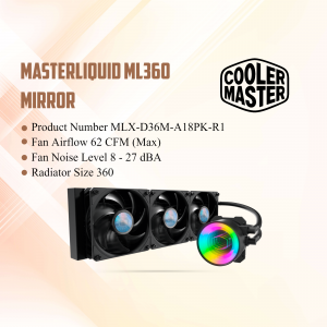Cooler Master MasterLiquid ML360 Mirror Liquid CPU Cooler with RGB lighting