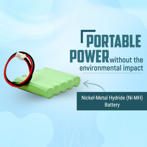 Image of a Nickel-Metal Hydride (Ni-MH) battery with a connector, promoting portable power solutions.